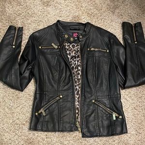 Faux leather jacket with zippers